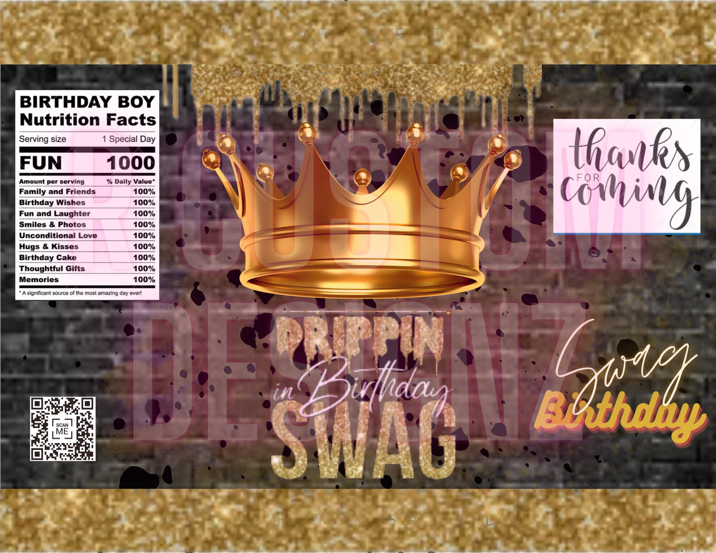 Swag Drip Birthday Chip Bag Wrap | Birthday Chip Bag | Chip Bag Design | Custom Chip Bag Design | Chip Bag Party Favor | king Birthday Party