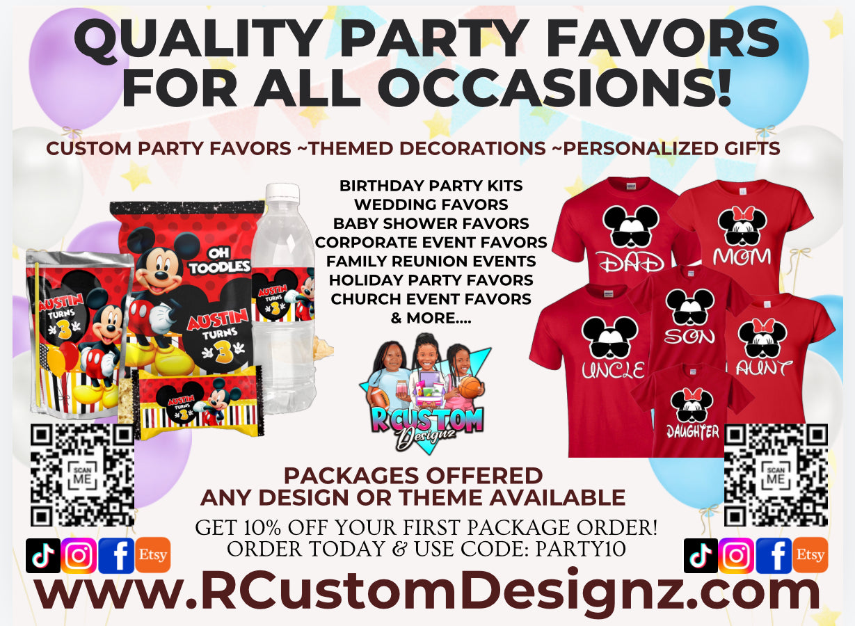 Custom Party Favors for Kids and Adults | Birthday Favor Bags | Party Favor Templates