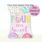 Four-Ever Sweet, Fourth Birthday Chip Bag, Party Chip Bag, Doughnut Party Favor, Sweet Birthday Party Favor, Birthday Party, Girls Birthday