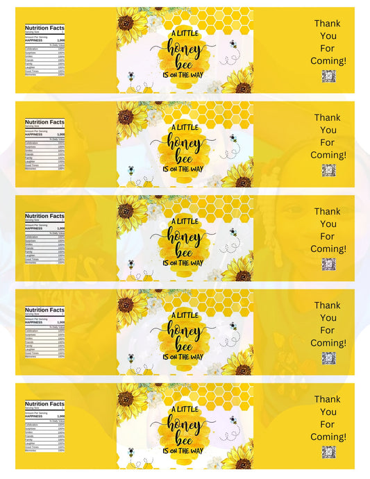 Honey Bee Water Label, Bee Water Bottle, Bee Party Favor, Honey Bee Baby Shower Favor, Bee Theme Baby Shower, Honey Bee Party, Digital